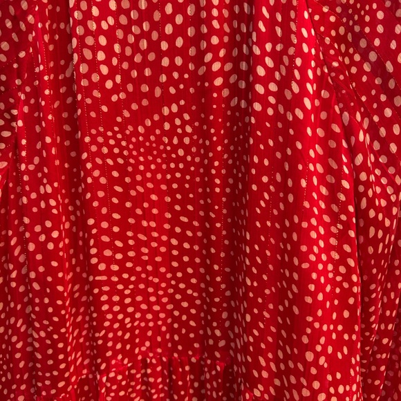 Joy Joy Vibrant Red Maxi Dress with Dotted Pattern - Picture 5 of 10